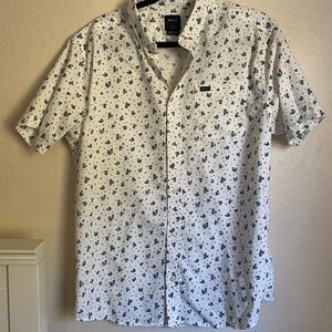 RVCA Men’s Large “Slim Fit” White Floral Button Up